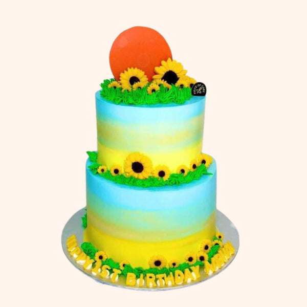 HalalCertified TwoTier Sunflower Cake Piece Of Cake