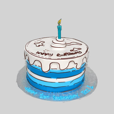 Blue Comic Birthday Cake