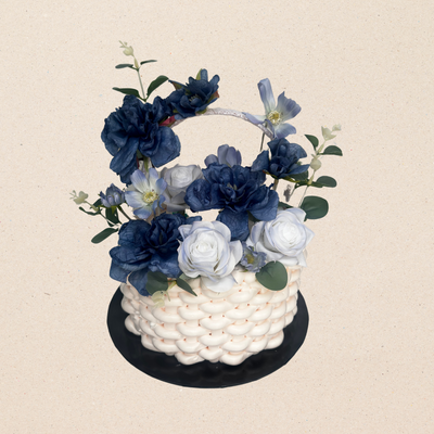 Blue Petals Basket Cake