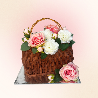 Pink Blossom Basket Cake