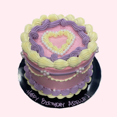 Pastel Pink and purple vintage cake