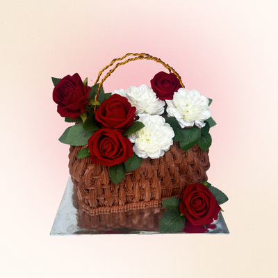 Red Roses Basket Cake