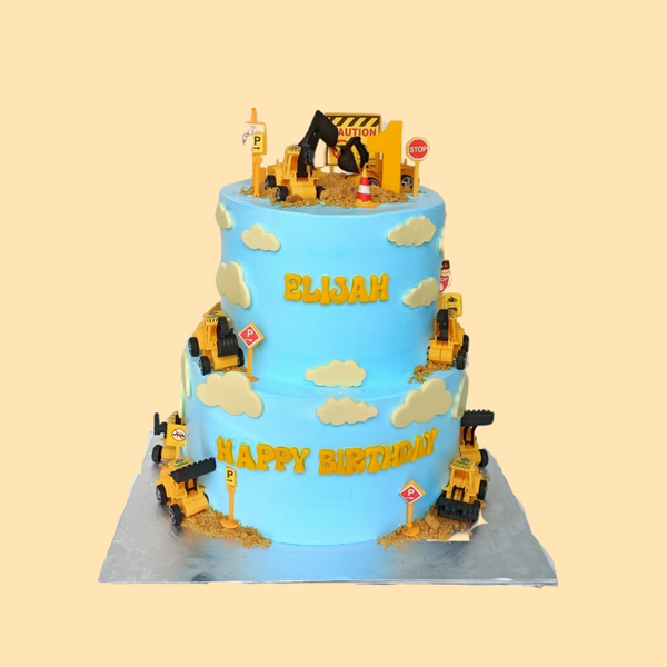 Halal-Certified Two-Tier Construction Zone Cake - Piece Of Cake