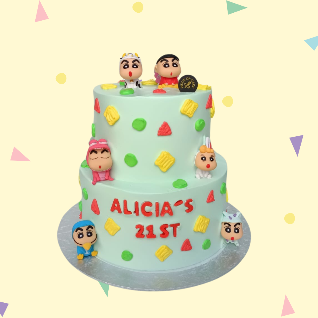 Halal-Certified Two-Tier Crayon Shin-Chan Inspired Theme Cake - Piece ...