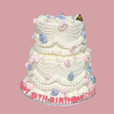 Two-Tier Pastel Vintage Cake