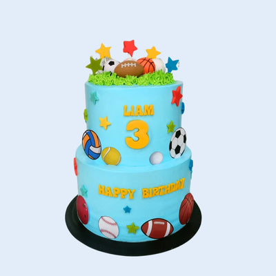 Two-Tier Sports Balls Cake