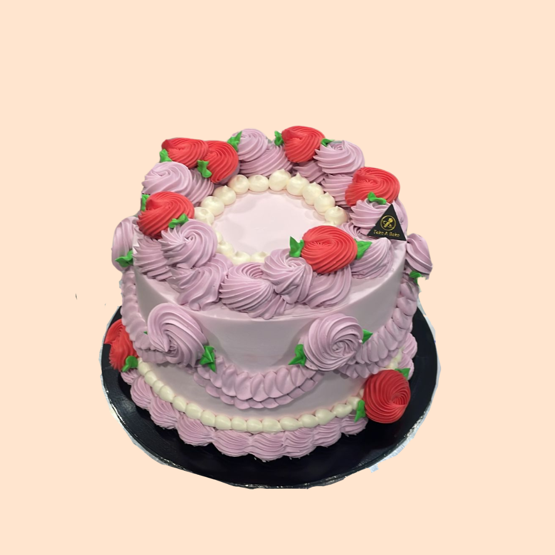 Cake Raffles Design Halal-Certified Vintage Raffles Rosetta Cake - Piece Of Cake