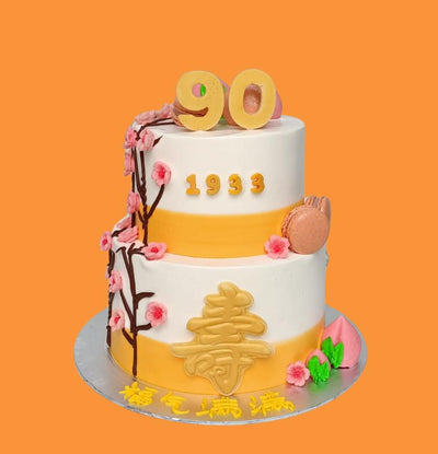 Two-Tier Blossom Peach Longevity Cake