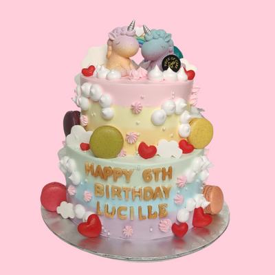 Two-Tier Twin Unicorn Rainbow Paradise